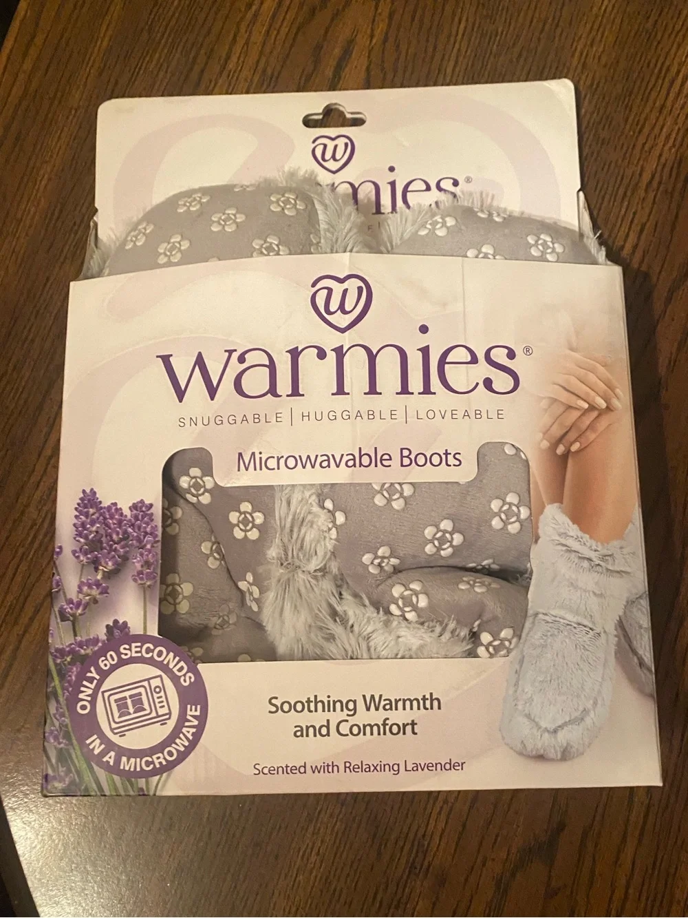 Warmies Lavender Gray Microwavable Boots – Soothing Heated Slippers